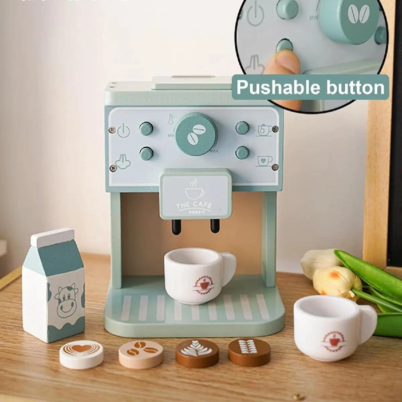 CAFETERA DE MADERA DIDACTICA PARA NIÑOS CON ACCESORIOS - 7