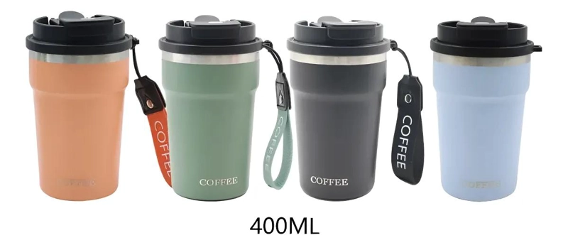 VASO TE RMICO PORTATIL 400ML CON TAPA Y CORREA DE TRANSPORTE - 2
