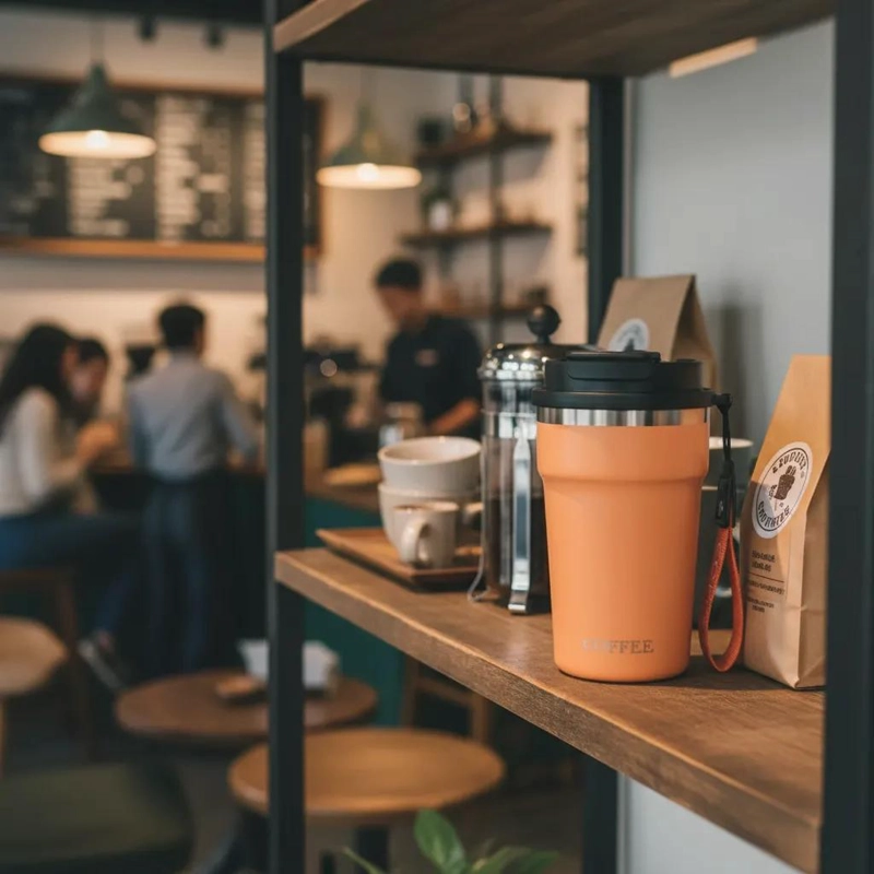 VASO TE RMICO PORTATIL 400ML CON TAPA Y CORREA DE TRANSPORTE - 6