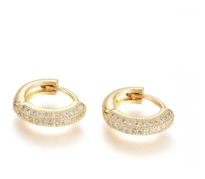 AROS ARGOLLAS BAÑO DE ORO 18K CON ZIRCON PARA NIÑAS - 1