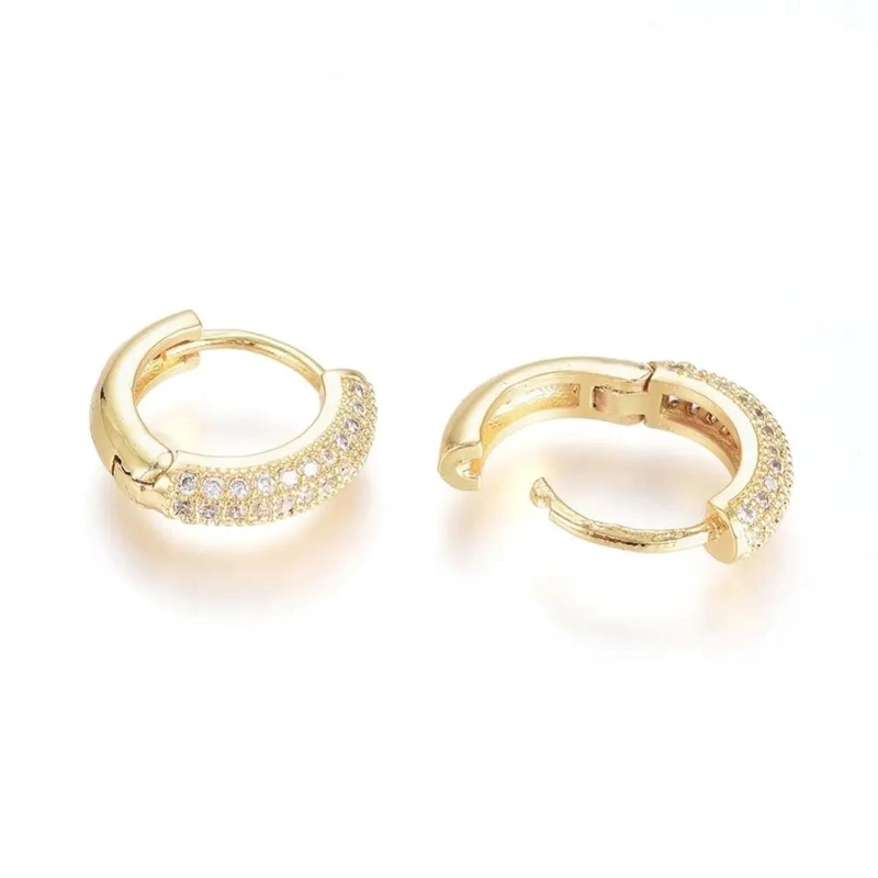 AROS ARGOLLAS BAÑO DE ORO 18K CON ZIRCON PARA NIÑAS - 2