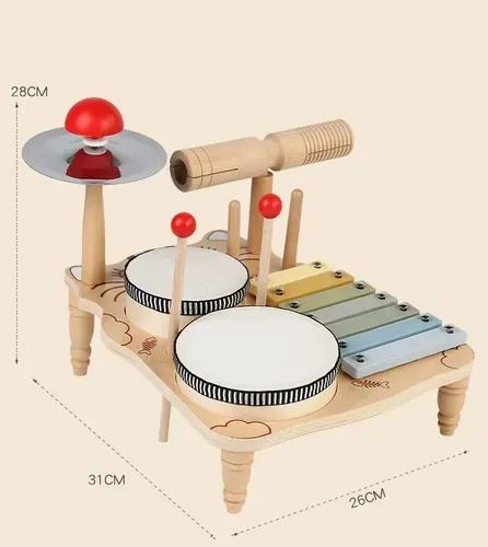 PIANO BATERIA MUSICAL MONTESSORI 7 EN 1 PARA NIÑOS DE MADERA - 4