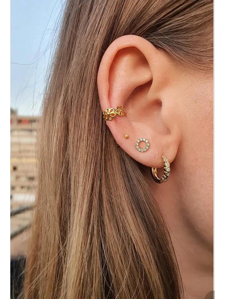AROS ESFERA DORADOS EN PLATA 925 CHAPADA EN ORO - 2