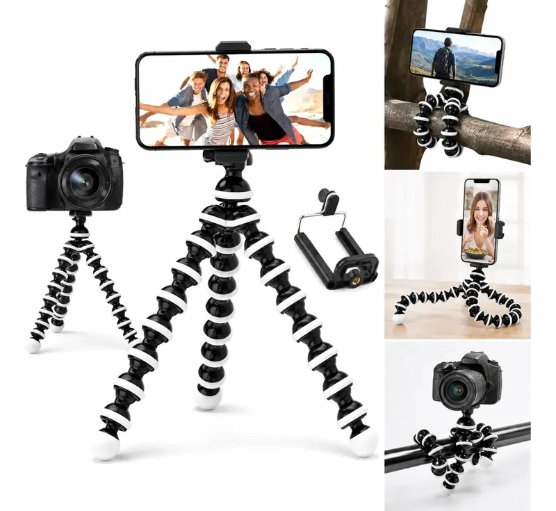 TRIPODE FLEXIBLE PULPO PARA CELULAR Y CAMARA CON SOPORTE AJUSTABLE - 1