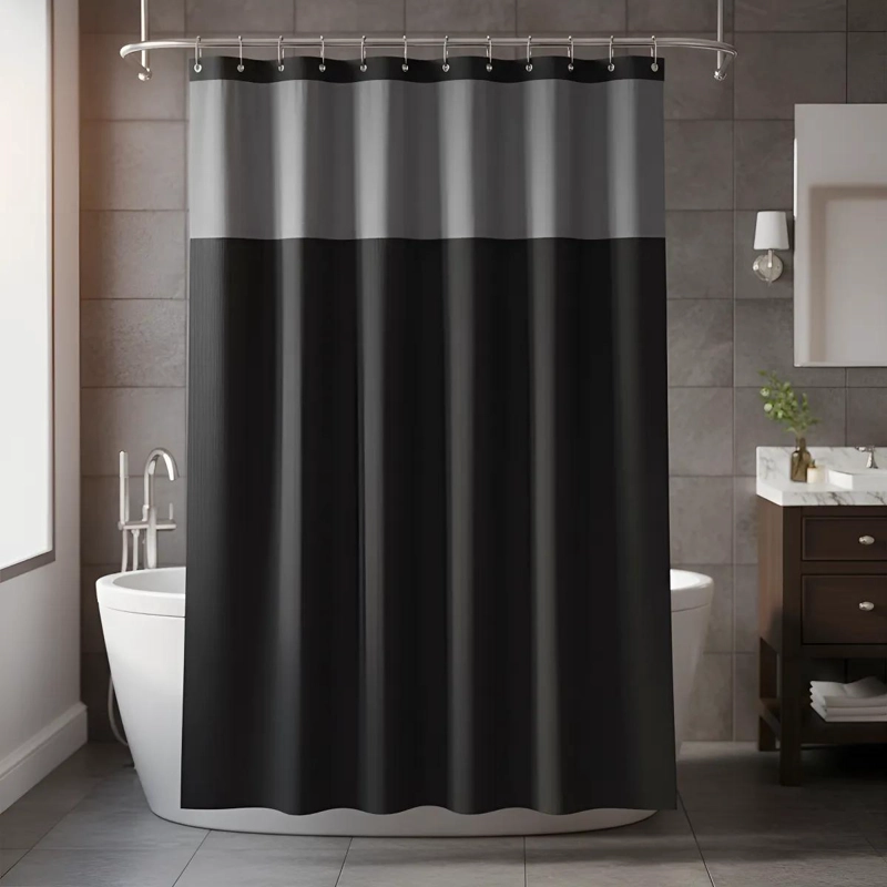 CORTINA DE BAÑO IMPERMEABLE 180X200 CM CON FORRO Y GANCHOS - 1