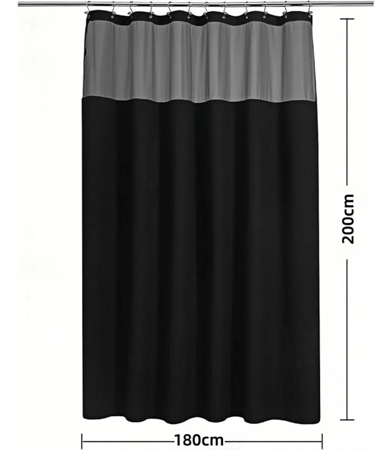 CORTINA DE BAÑO IMPERMEABLE 180X200 CM CON FORRO Y GANCHOS - 2