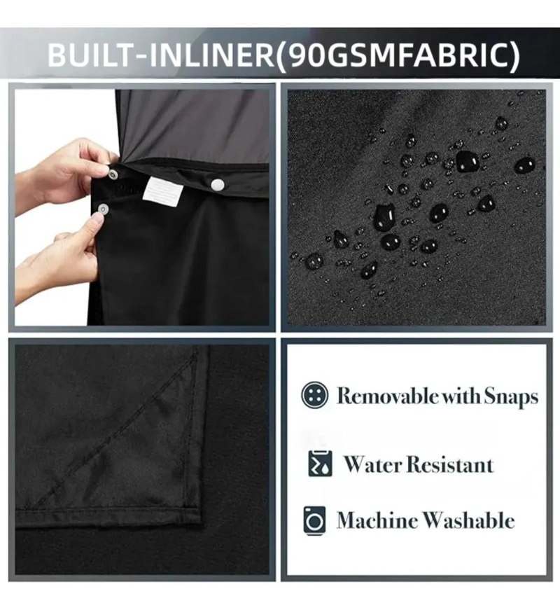 CORTINA DE BAÑO IMPERMEABLE 180X200 CM CON FORRO Y GANCHOS - 5