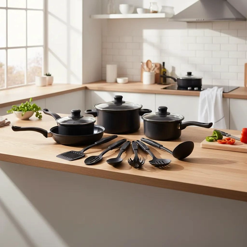 SET DE COCINA 13 PIEZAS EN ALUMINIO NEGRO ANTIADHERENTE - 7