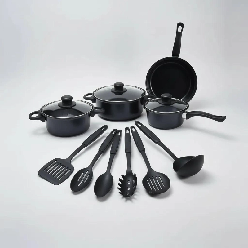 SET DE COCINA 13 PIEZAS EN ALUMINIO NEGRO ANTIADHERENTE - 8