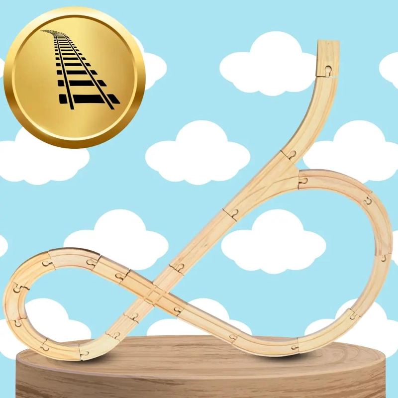 SET DE VIAS DE TREN DE MADERA PARA NIÑOS CON 48 PIEZAS - 2