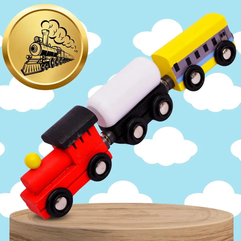 SET DE VIAS DE TREN DE MADERA PARA NIÑOS CON 48 PIEZAS - 3