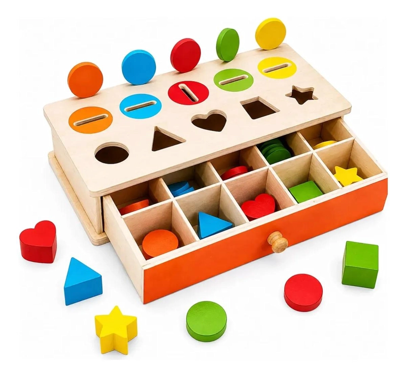 CAJA CLASIFICADORA DE MADERA PARA APRENDER FORMAS Y COLORES - 1