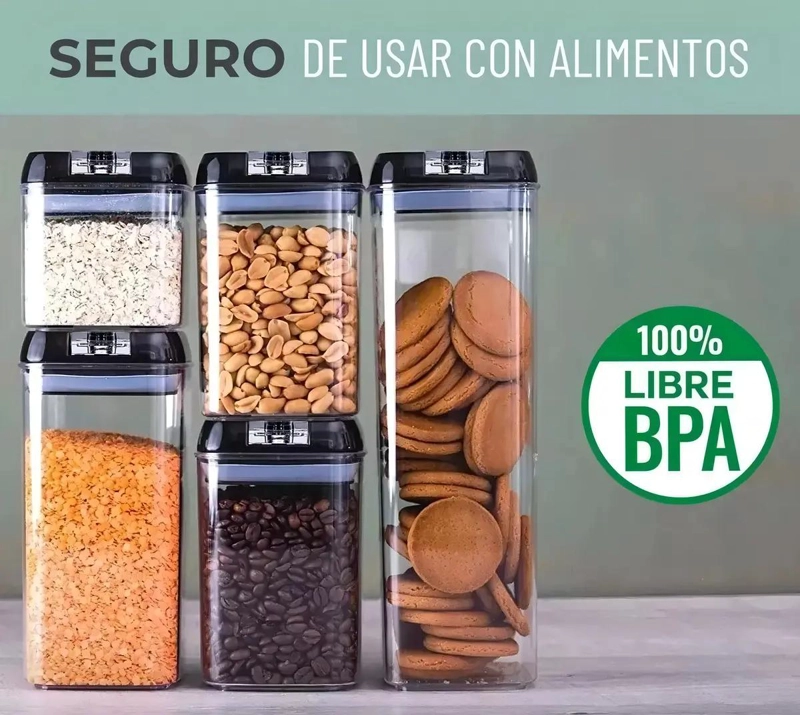SET DE 5 CONTENEDORES HERME TICOS PARA ALIMENTOS DE PLASTICO - 2