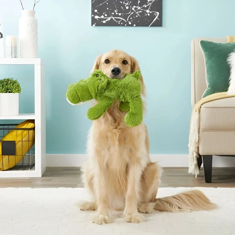 JUGUETE DE PELUCHE COCODRILO VERDE PARA PERROS TALLA M - 6