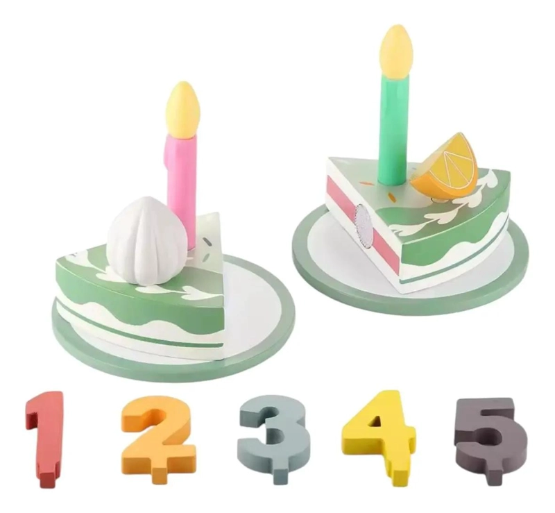 TORTA DE CUMPLEAÑOS DE MADERA CON VELCRO PARA NIÑOS - 1