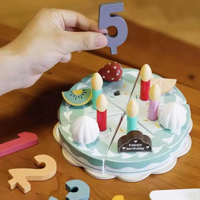 TORTA DE CUMPLEAÑOS DE MADERA CON VELCRO PARA NIÑOS - 2