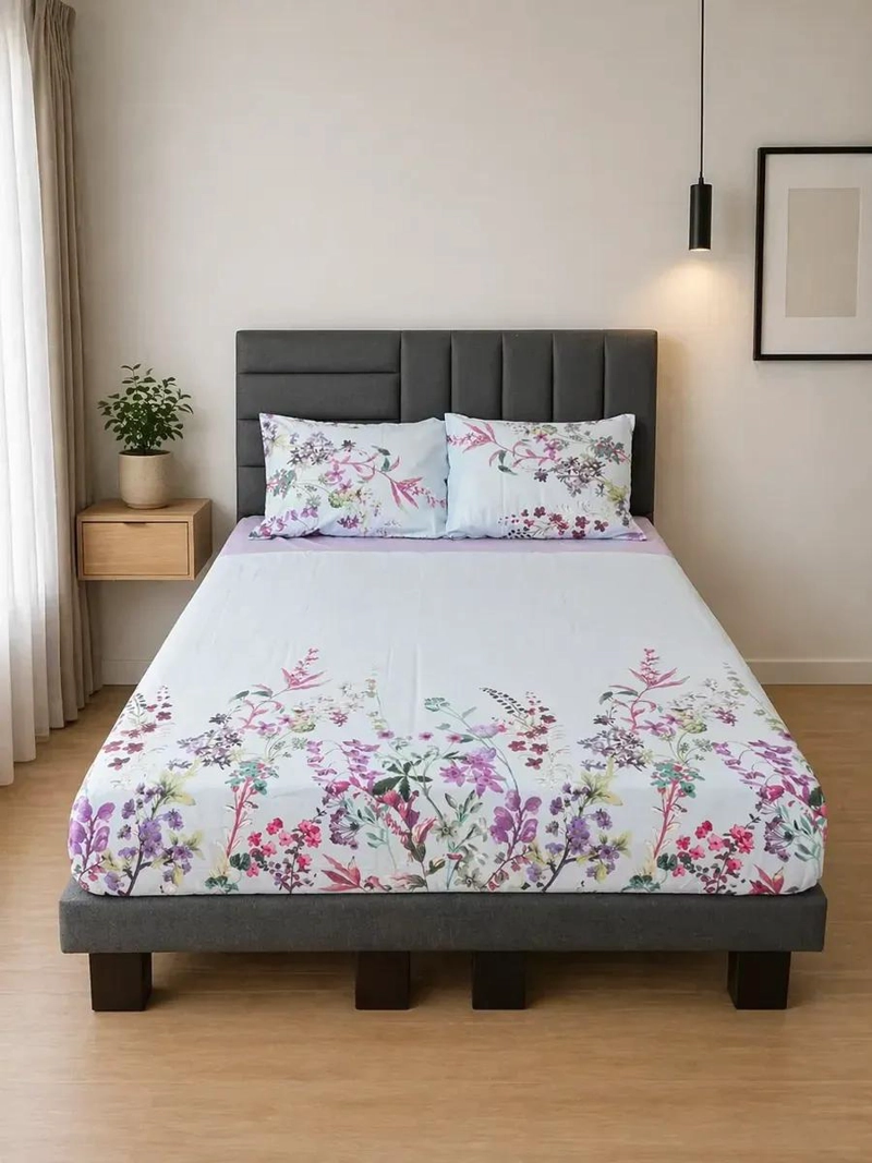 SABANAS 2 PLAZAS 144 HILOS ESTAMPADO EN TONOS AZULES - 1