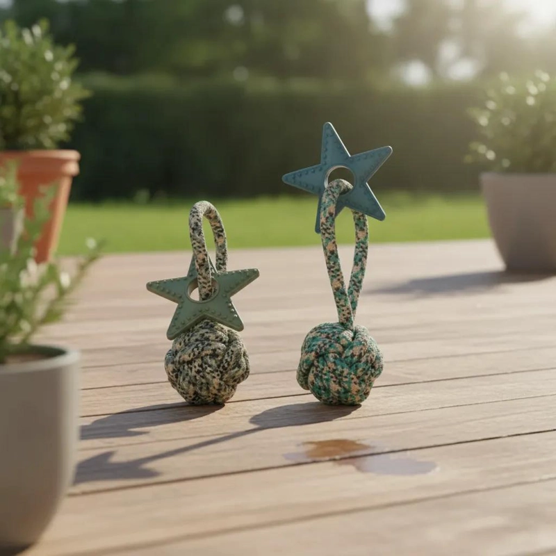 JUGUETE MORDEDOR CUERDA Y ESTRELLA DE GOMA PARA PERROS - 5