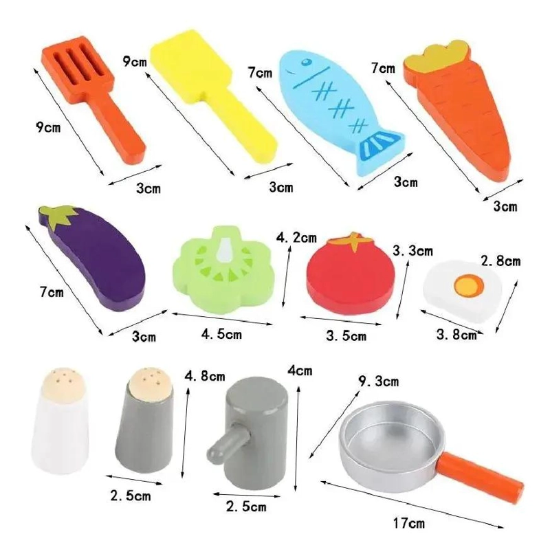 JUGUETE DE MADERA PARA NIÑOS CON PIEZAS DE COCINA - 7
