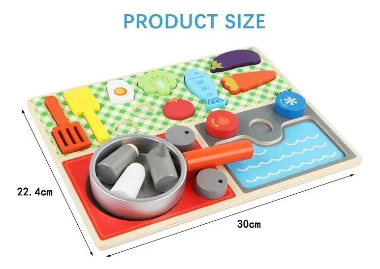JUGUETE DE MADERA PARA NIÑOS CON PIEZAS DE COCINA - 9