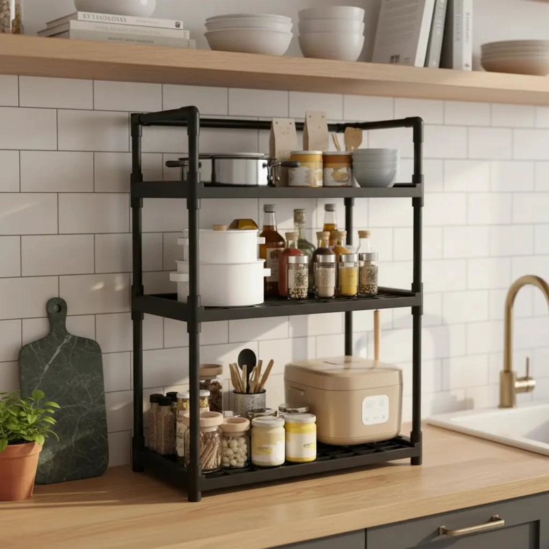 ESTANTE ORGANIZADOR DE COCINA MULTIFUNCIONAL DE 3 NIVELES - 1