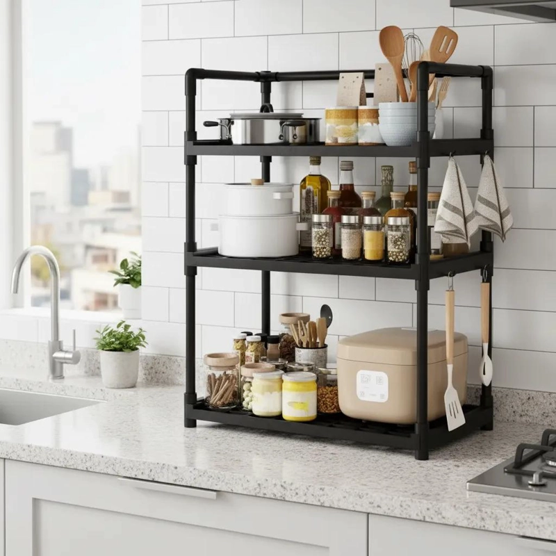 ESTANTE ORGANIZADOR DE COCINA MULTIFUNCIONAL DE 3 NIVELES - 6