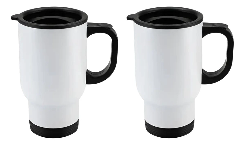 PACK DE 2 TAZAS MUG TE RMICAS METALICAS CON TAPA - 1