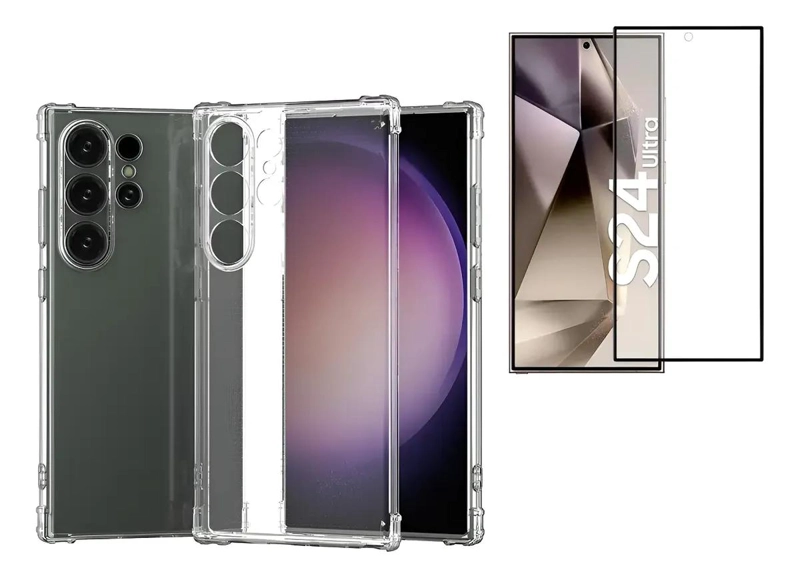 FUNDA TRANSPARENTE ANTI GOLPES PARA SAMSUNG S24 ULTRA CON VIDRIO TEMPLADO - 1