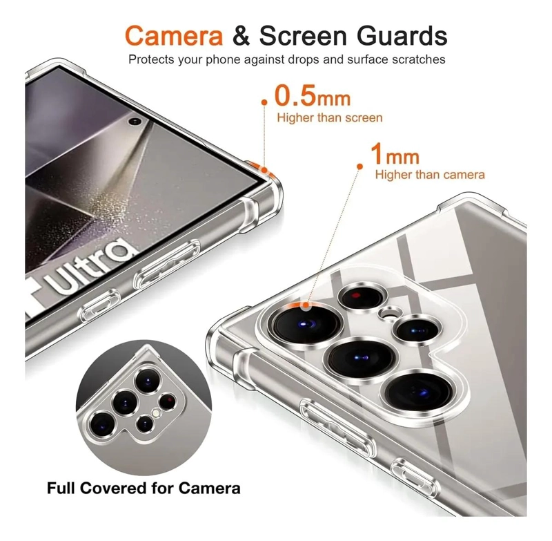 FUNDA TRANSPARENTE ANTI GOLPES PARA SAMSUNG S24 ULTRA CON VIDRIO TEMPLADO - 4