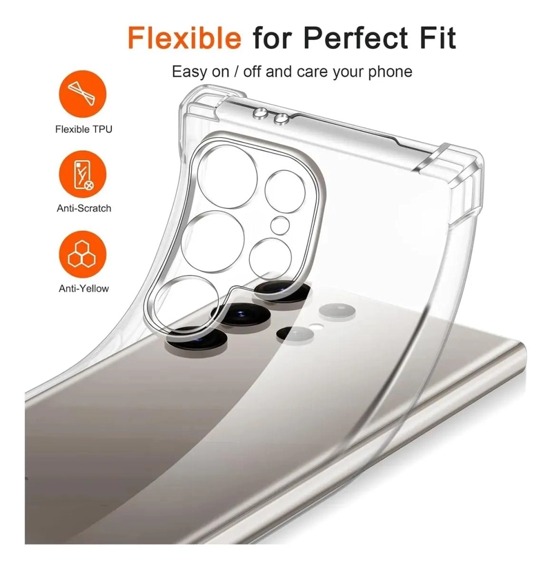 FUNDA TRANSPARENTE ANTI GOLPES PARA SAMSUNG S24 ULTRA CON VIDRIO TEMPLADO - 5