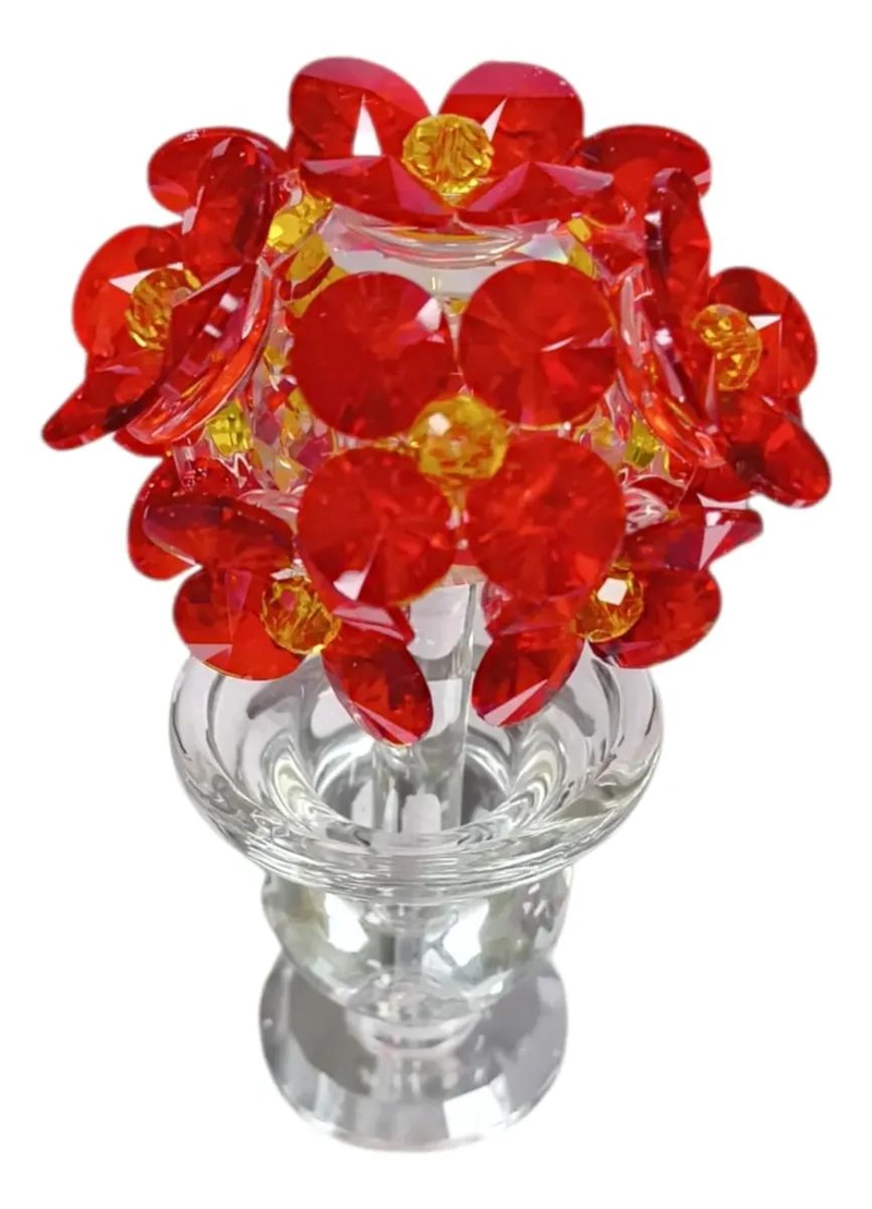 ADORNO DECORATIVO DE FLORES DE VIDRIO EN COLOR ROJO - 2
