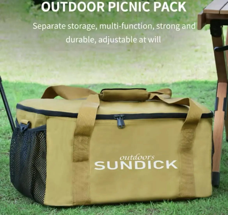 CANASTA PLEGABLE PARA PICNIC Y CAMPING CON MULTIPLES BOLSILLOS - 6