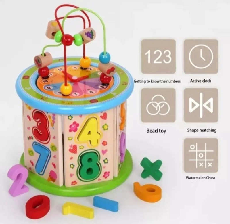 CUBO DIDACTICO DE MADERA PARA APRENDIZAJE INFANTIL - 2