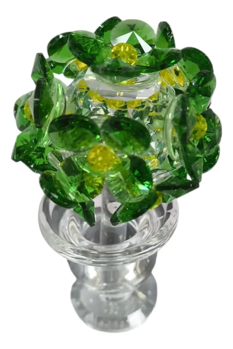 ADORNO DECORATIVO DE FLORES DE VIDRIO EN COLOR VERDE - 2