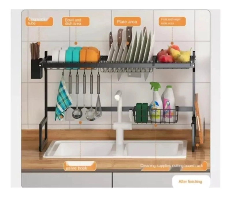 RACK ESCURRIDOR SECA PLATOS ORGANIZADOR MULTIFUNCIONAL 65 CM - 4