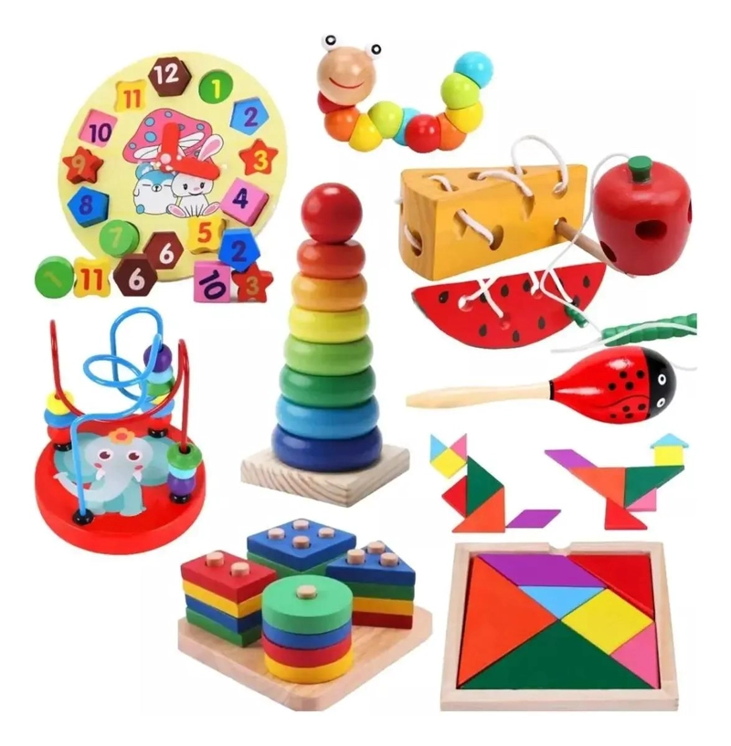 JUGUETE ENHEBRADOR DE MADERA PARA DESARROLLO INFANTIL - 1