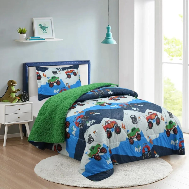 PLUMON INFANTIL CON DISEÑO ESTAMPADO Y SHERPA TE RMICO PARA CAMA 1.5 PLAZAS - 1