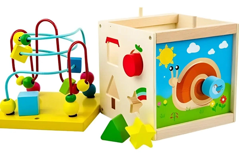 CUBO DIDACTICO DE MADERA PARA BEBE S CON COLORES VIVOS - 1