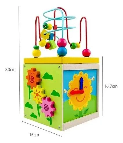 CUBO DIDACTICO DE MADERA PARA BEBE S CON COLORES VIVOS - 5
