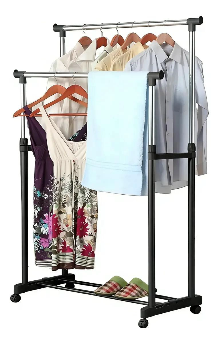 PERCHERO COLGADOR DOBLE AJUSTABLE PARA ROPA Y ACCESORIOS - 1