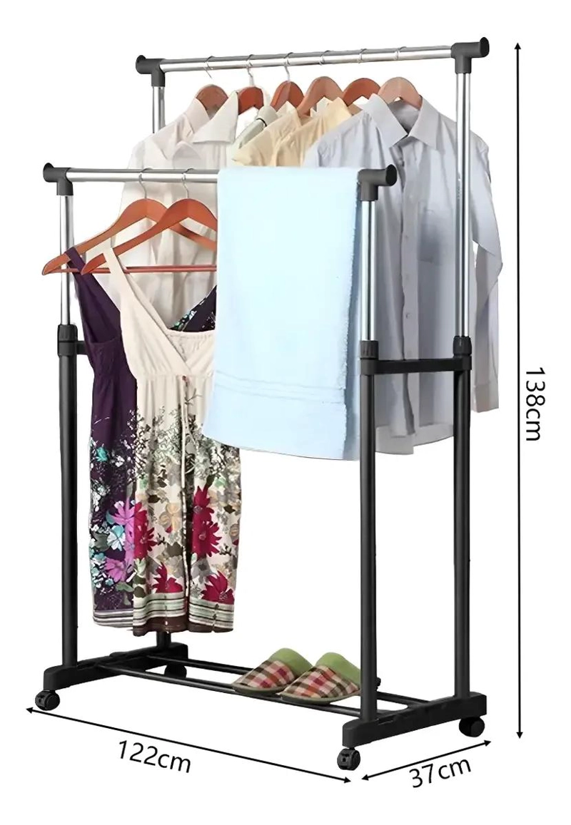 PERCHERO COLGADOR DOBLE AJUSTABLE PARA ROPA Y ACCESORIOS - 2
