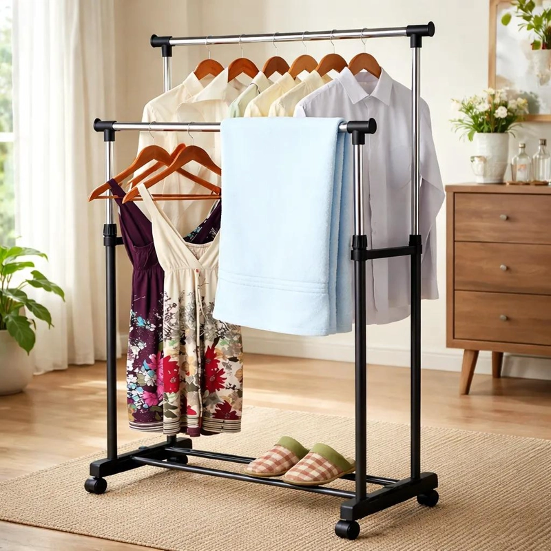 PERCHERO COLGADOR DOBLE AJUSTABLE PARA ROPA Y ACCESORIOS - 7