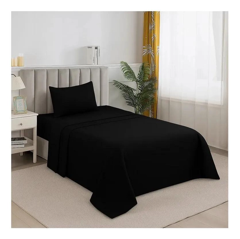 JUEGO DE SABANAS DE POLAR 1.5 PLAZAS PARA INVIERNO EN COLOR NEGRO - 3