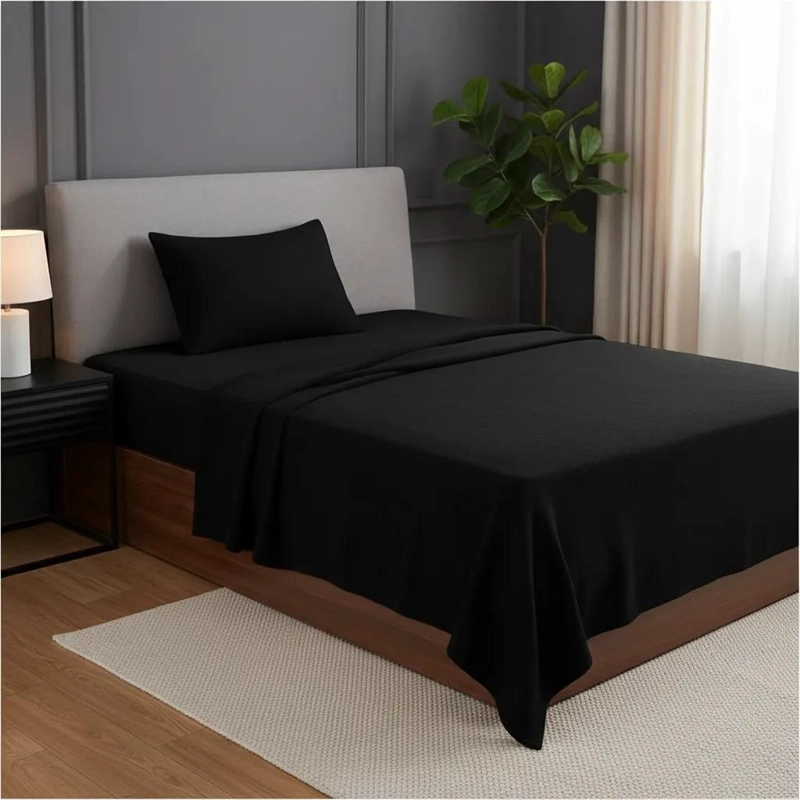 JUEGO DE SABANAS DE POLAR 1.5 PLAZAS PARA INVIERNO EN COLOR NEGRO - 4