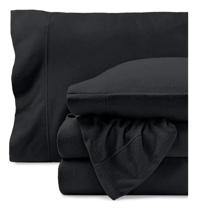 JUEGO DE SABANAS DE POLAR 1.5 PLAZAS PARA INVIERNO EN COLOR NEGRO - 6