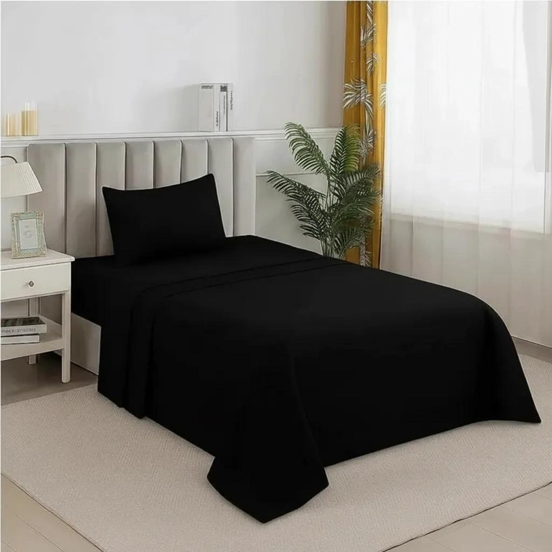 JUEGO DE SABANAS DE POLAR 1.5 PLAZAS PARA INVIERNO EN COLOR NEGRO - 7