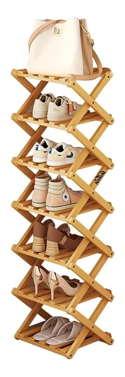 ZAPATERO PLEGABLE DE BAMBU CON 7 NIVELES PARA CALZADO - 1
