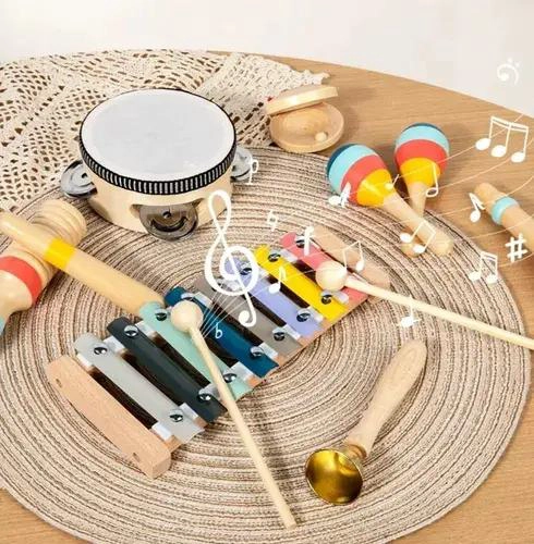 SET DE 8 INSTRUMENTOS MUSICALES DE MADERA PARA BEBE S - 1