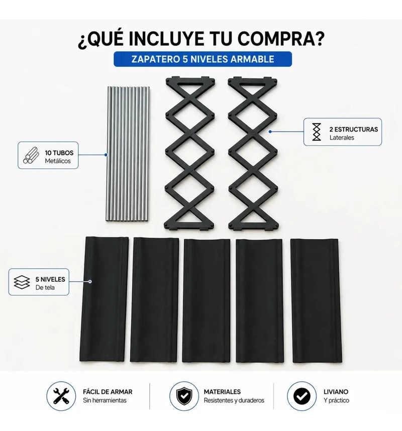 ZAPATERO ORGANIZADOR ARMABLE DE 5 NIVELES PARA CALZADO - 7