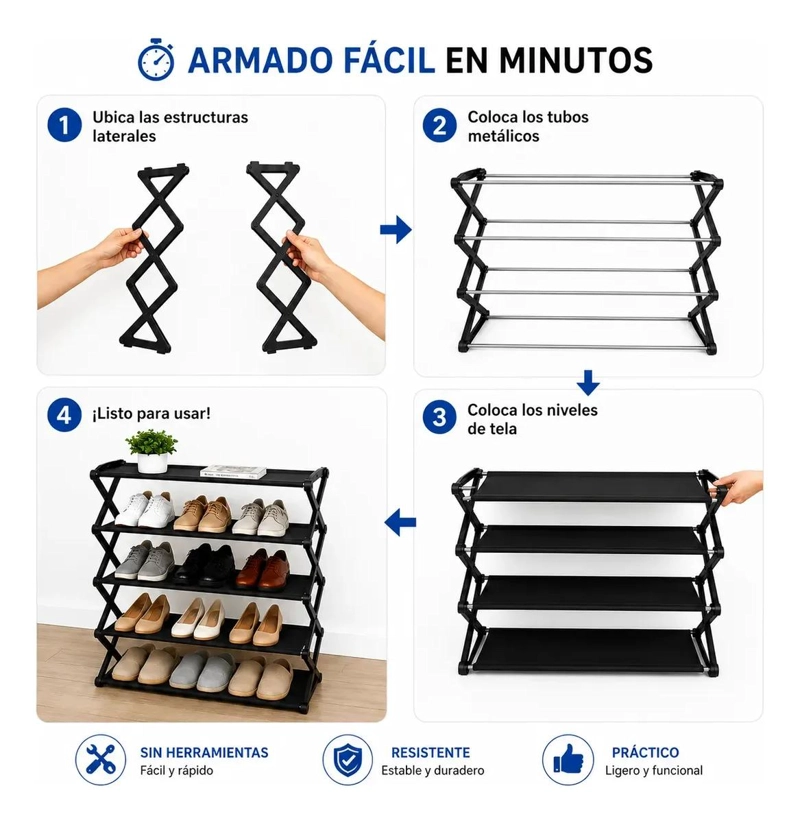 ZAPATERO ORGANIZADOR ARMABLE DE 5 NIVELES PARA CALZADO - 8